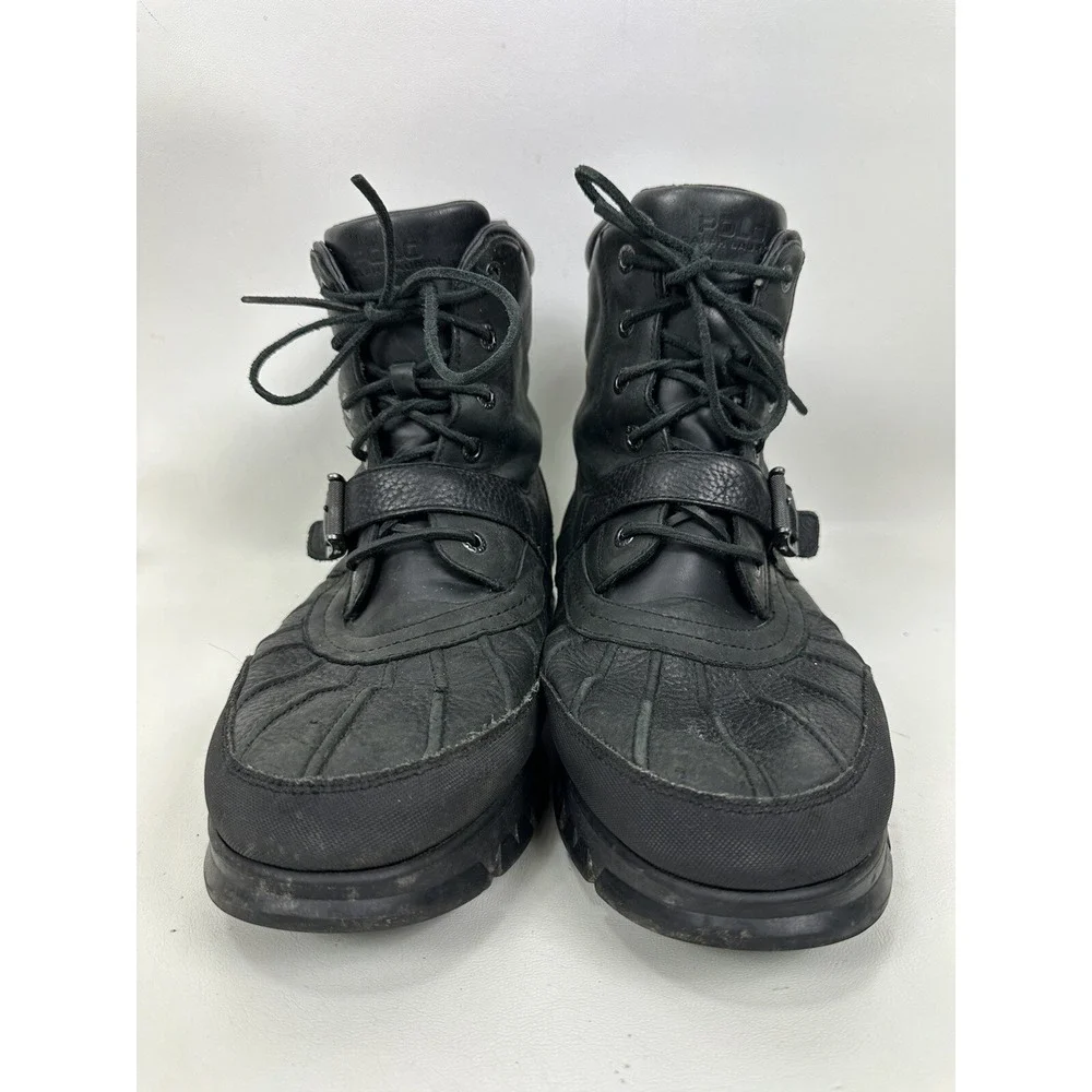 Polo Ralph Lauren Boots Mens 14 D Dover Hi III Leather Rain Buckle Lace Black